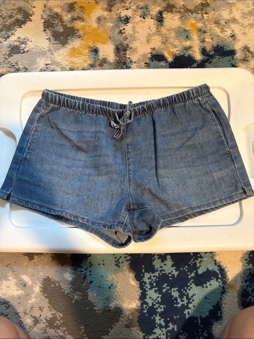 Vanilla Star Blue Denim Drawstring Shorts - Casual Elastic Waist